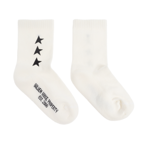 Golden Goose Kids cream Socks with logo