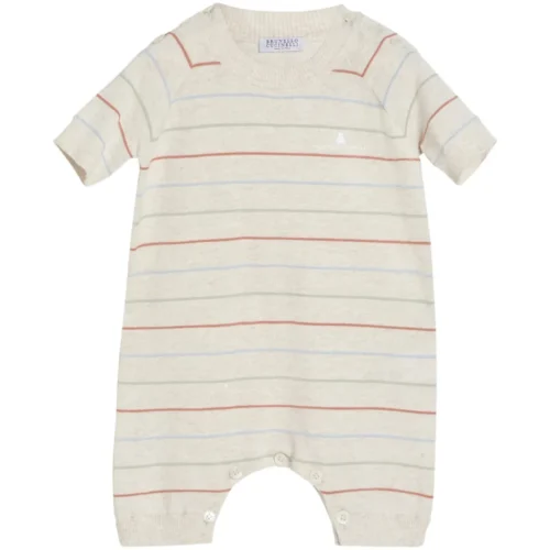Brunello Cucinelli Kids striped cotton lightweight knit Baby Bernie sleepsuit