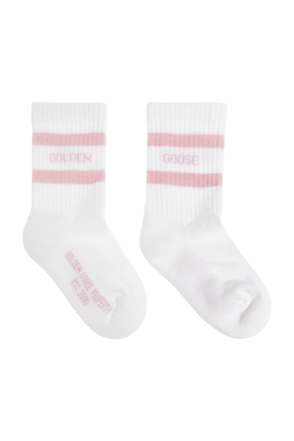 Golden Goose Kids WHITE Striped pattern socks