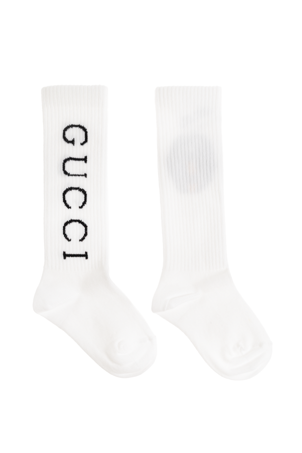 Gucci Kids WHITE Socks with logo - Image 4