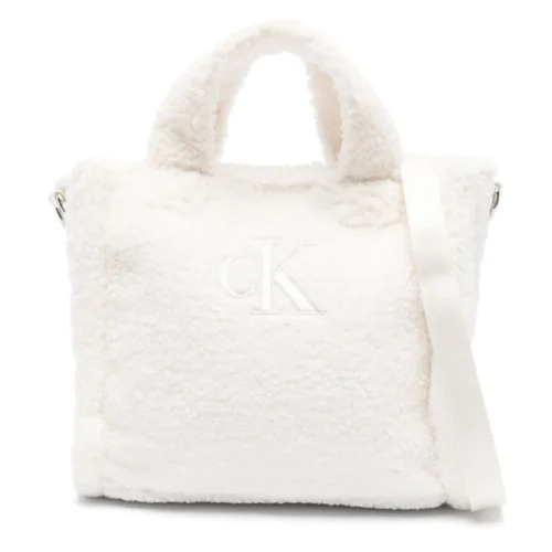 Calvin Klein Kids  logo-embroidered faux-shearling shoulder bag