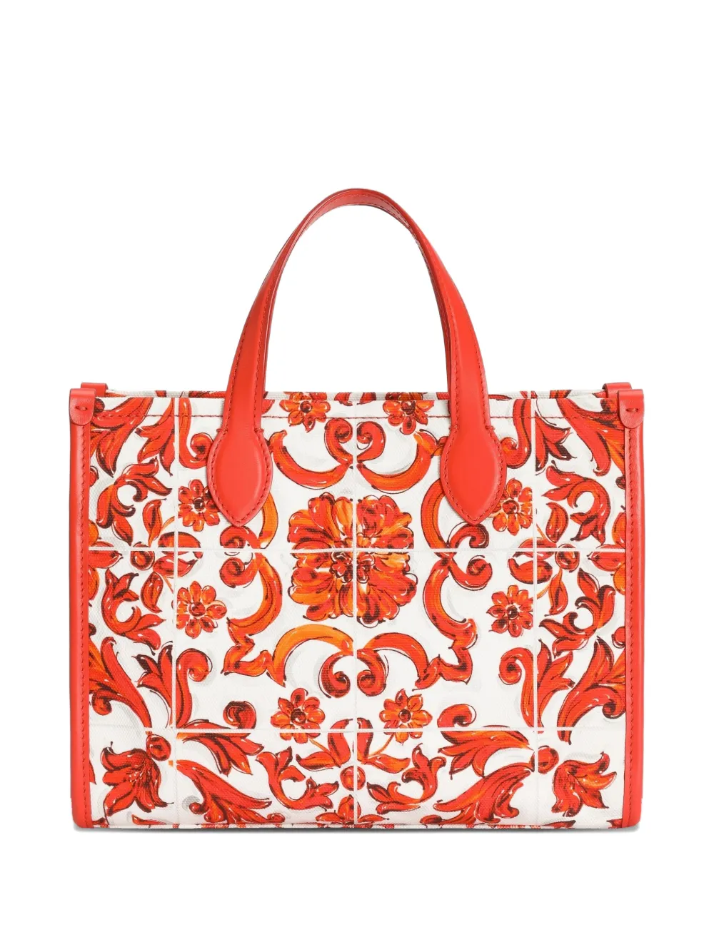 Dolce & Gabbana Kids tote shopping bag in majolica-print canvas - Image 4