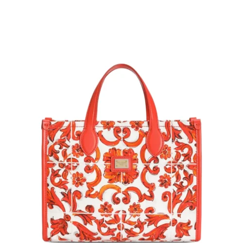 Dolce & Gabbana Kids  tote shopping bag in majolica-print canvas