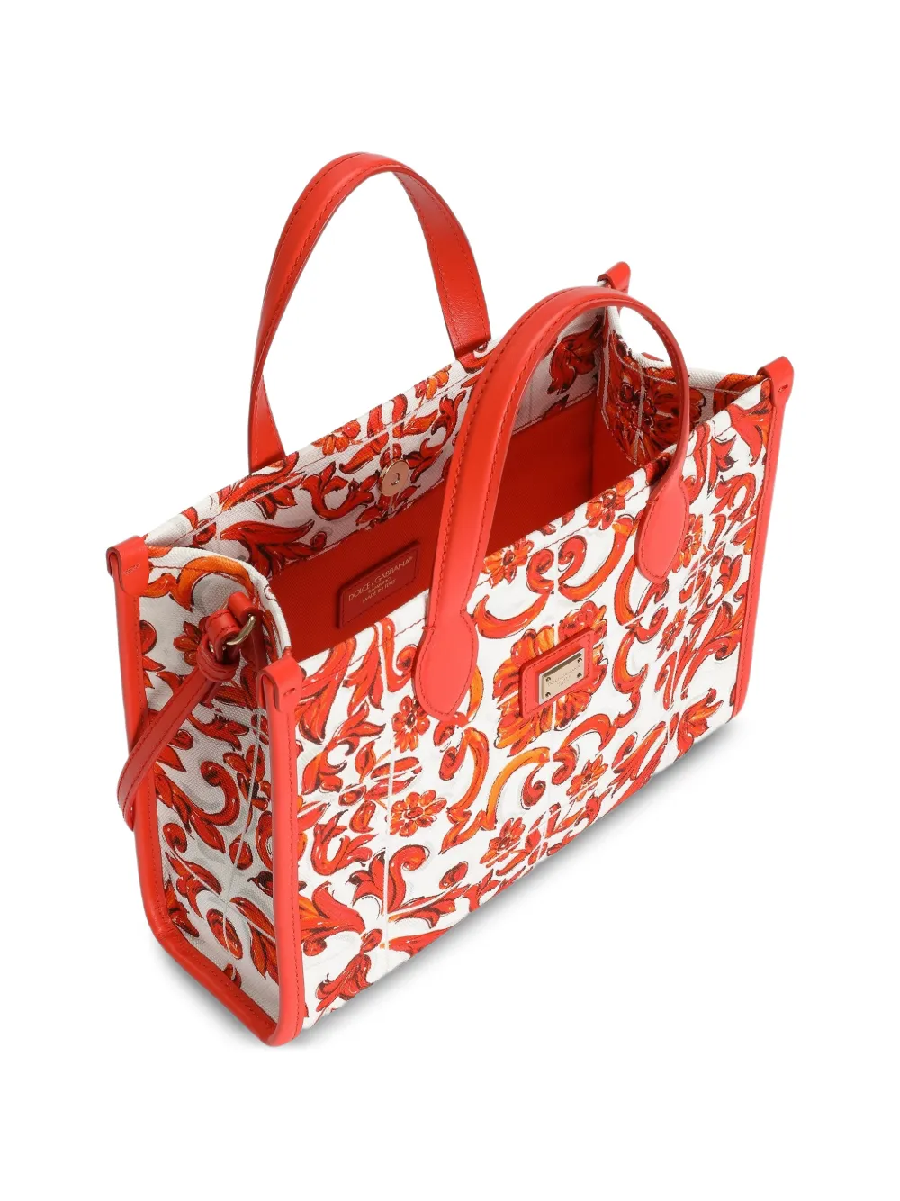 Dolce & Gabbana Kids tote shopping bag in majolica-print canvas - Image 2
