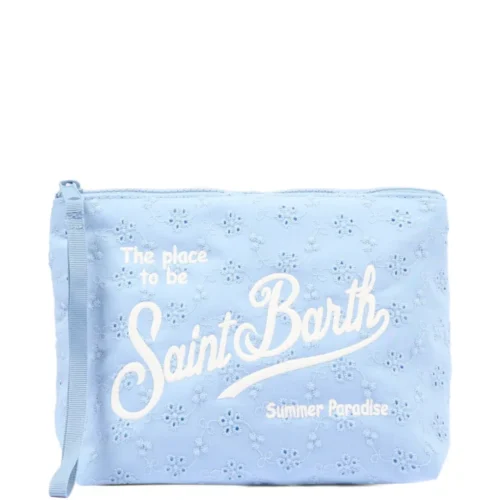 MC2 Saint Barth Kids  broderie-anglaise logo-embroidered clutch bag