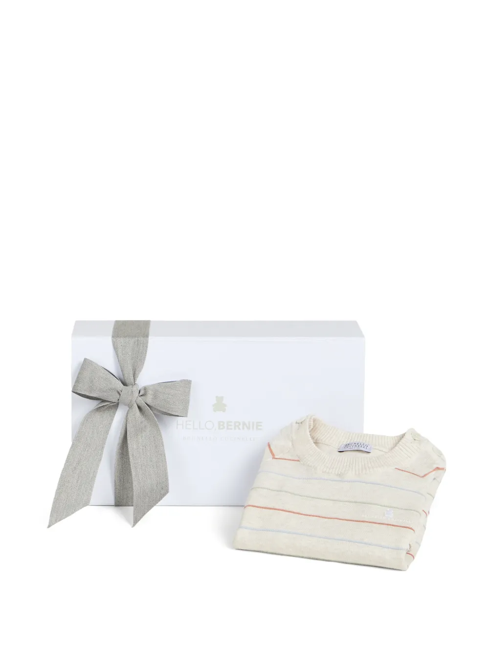 Brunello Cucinelli Kids striped cotton lightweight knit Baby Bernie sleepsuit - Image 4