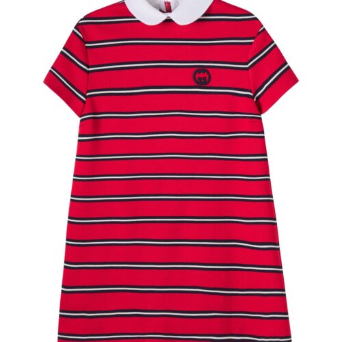 Gucci Kids Interlocking G striped polo dress