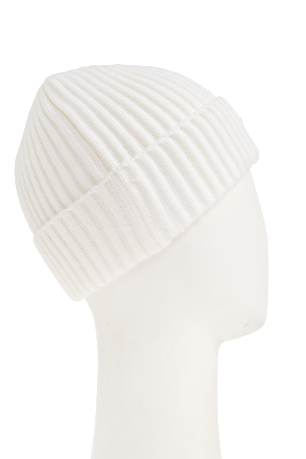 Stone Island Junior Stone Island Junior cream Wool beanie with logo patch - Image 3