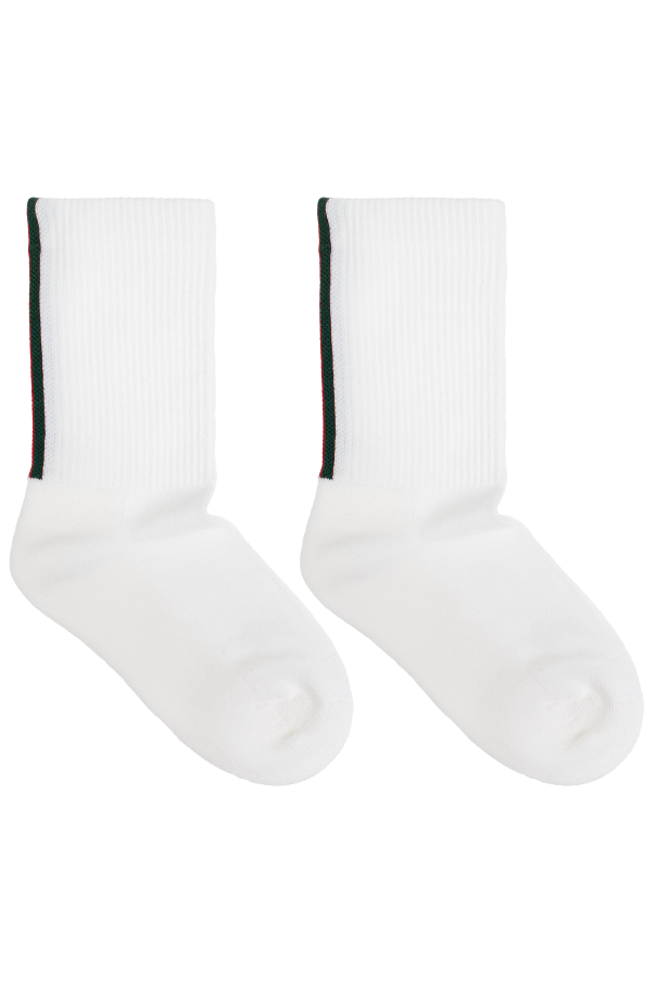 Gucci Kids WHITE Socks with 'Web' stripe motif